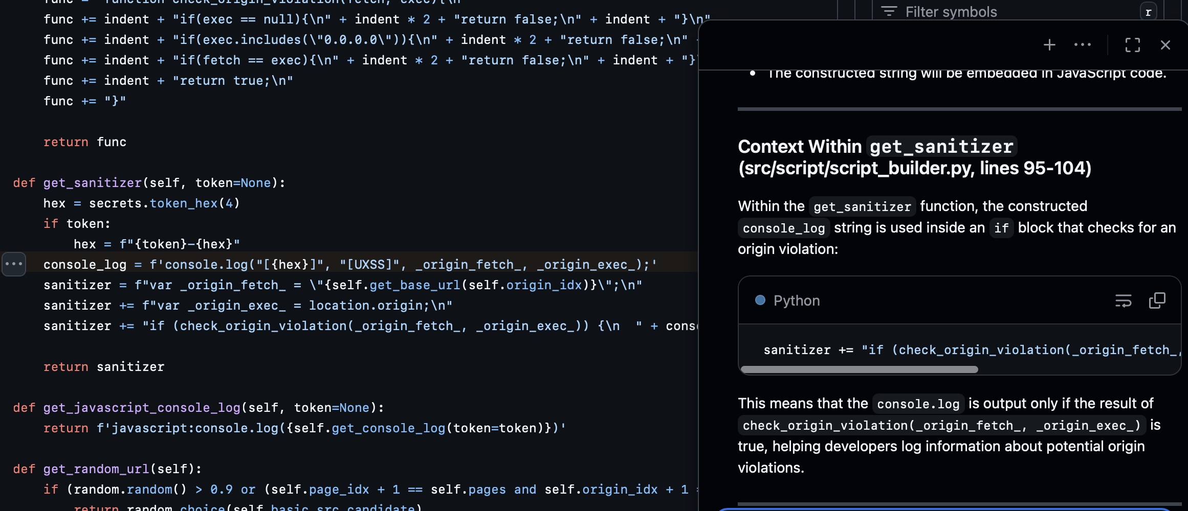 FuzzOrigin sanitizer source code showing the origin violation detection mechanism